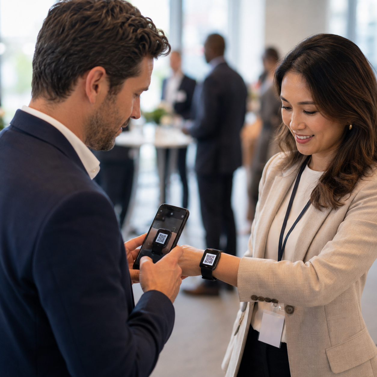 A quick QR scan at a networking event